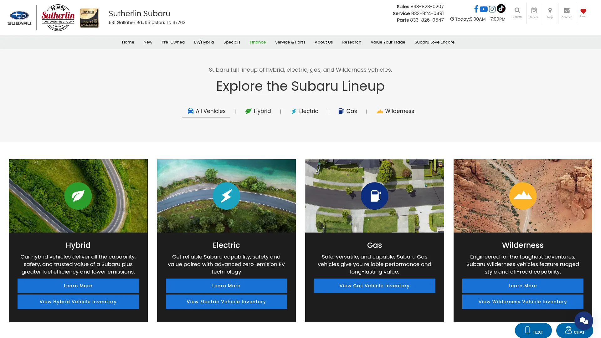 Sutherlin Subaru website