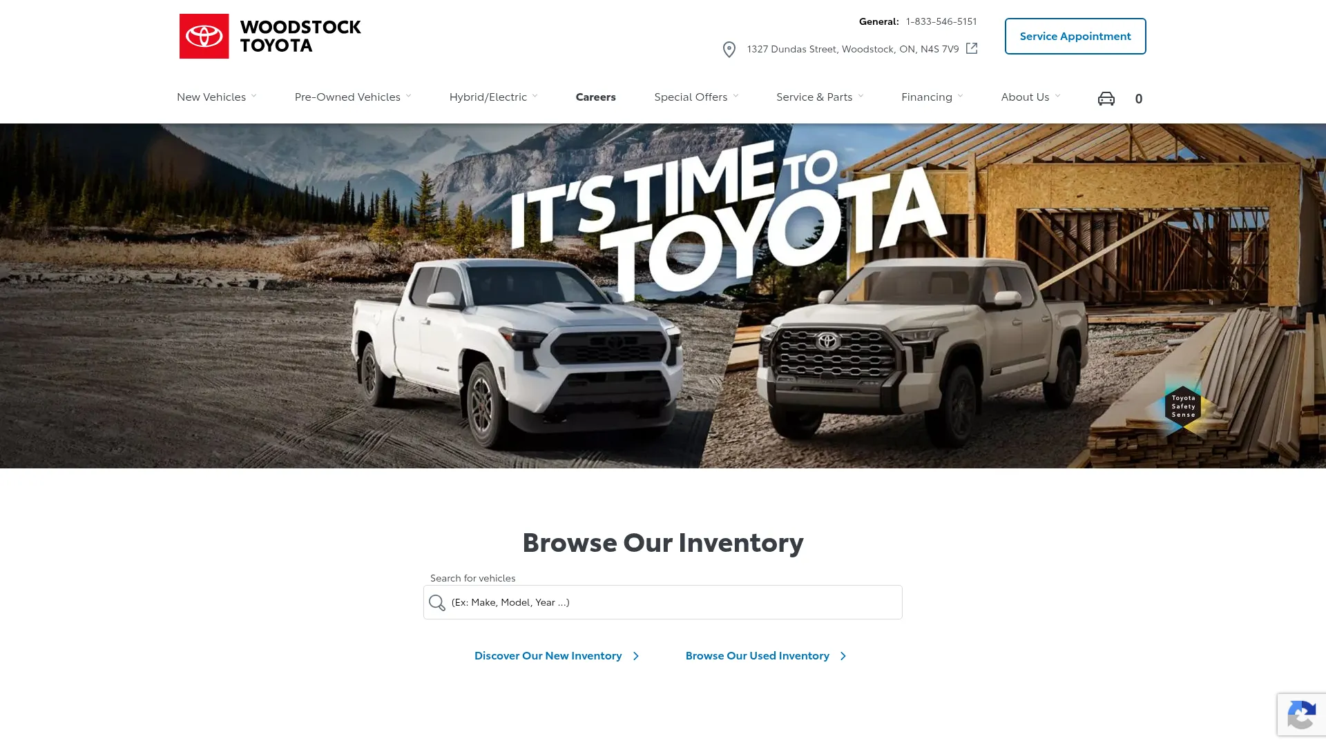 Woodstock Toyota website