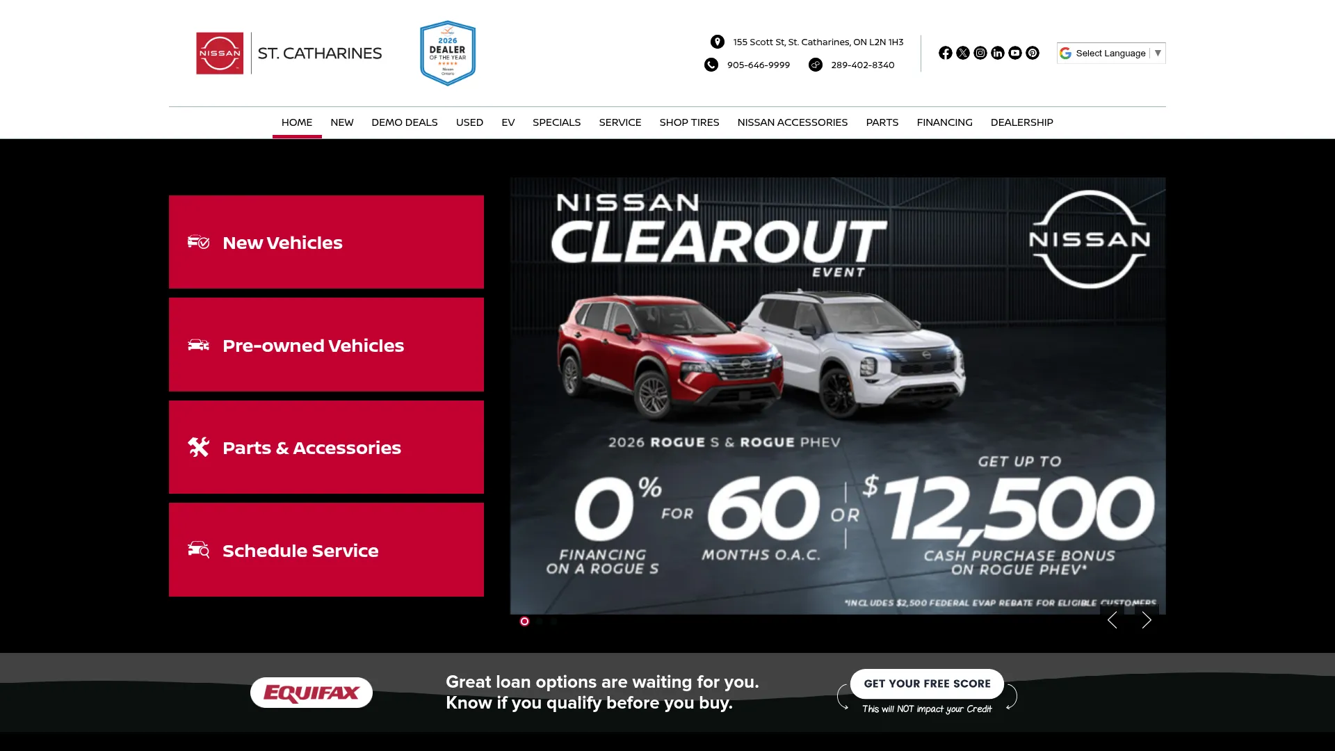 St Catharines Nissan website
