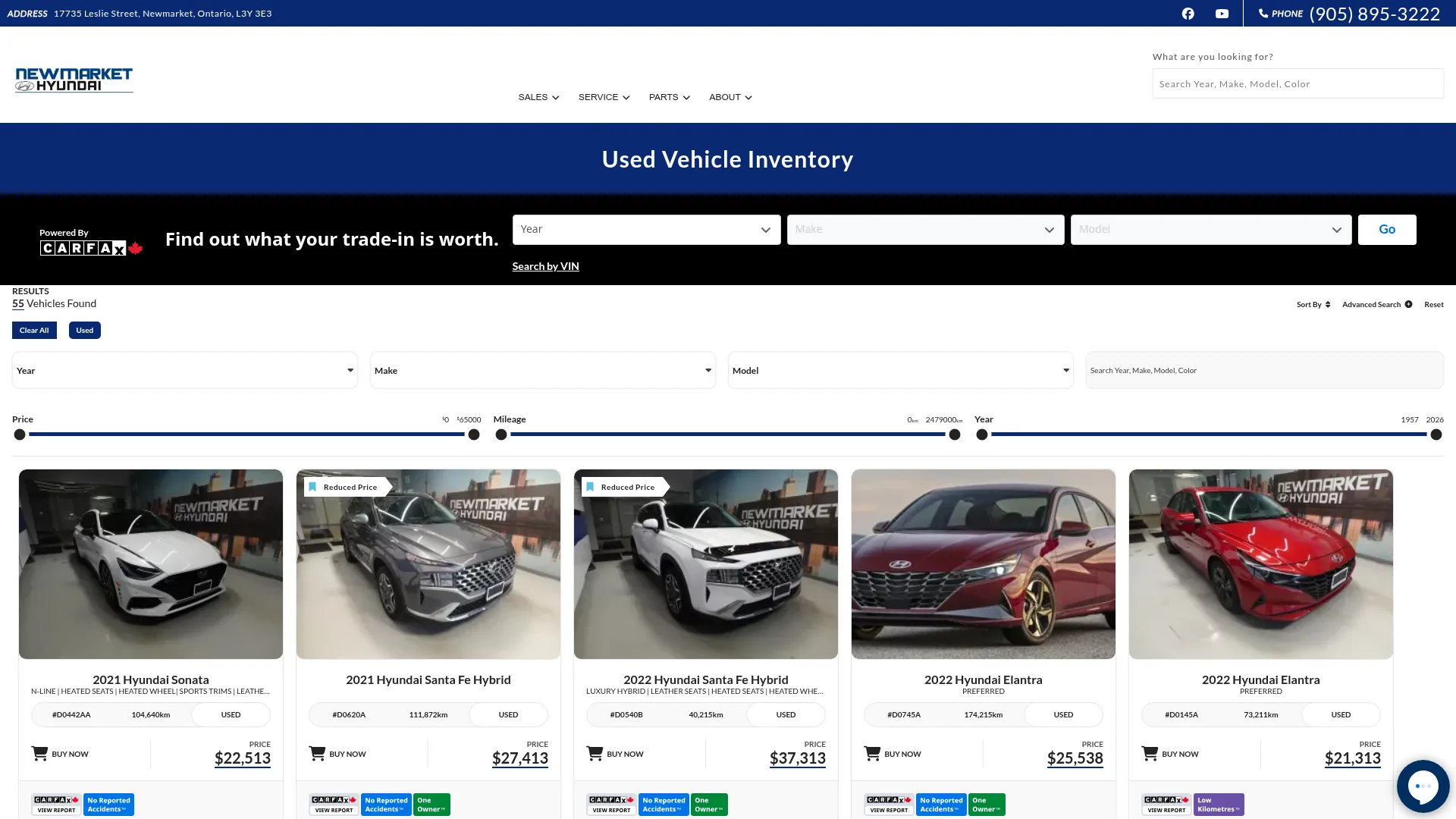 Newmarket Hyundai website