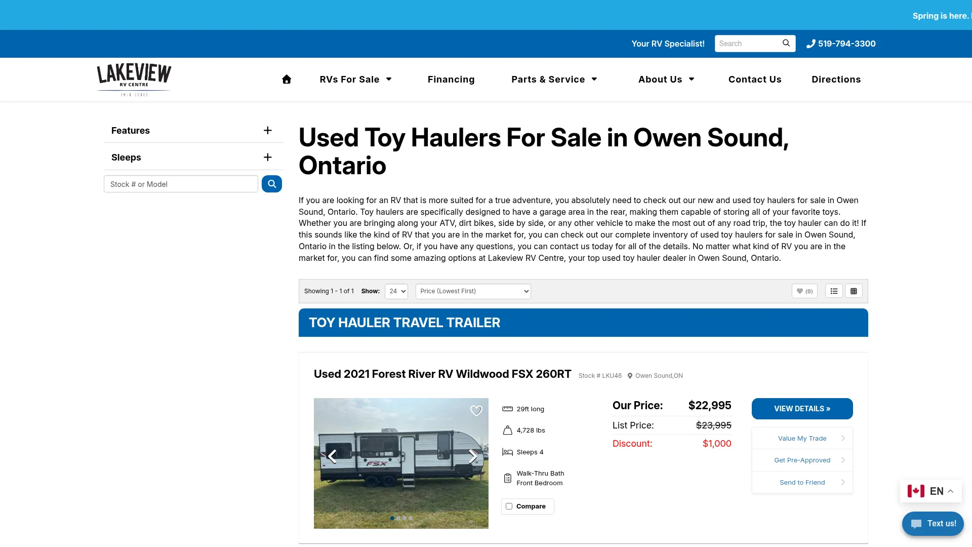 lakeviewrv.ca website