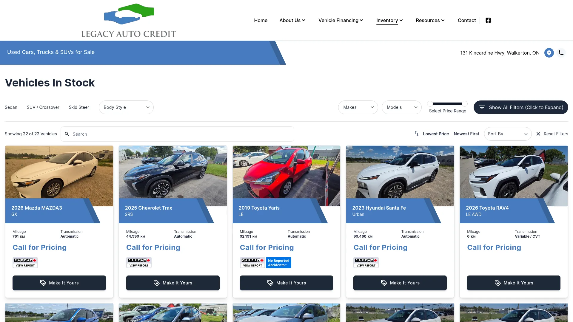 Legacy Auto Credit website