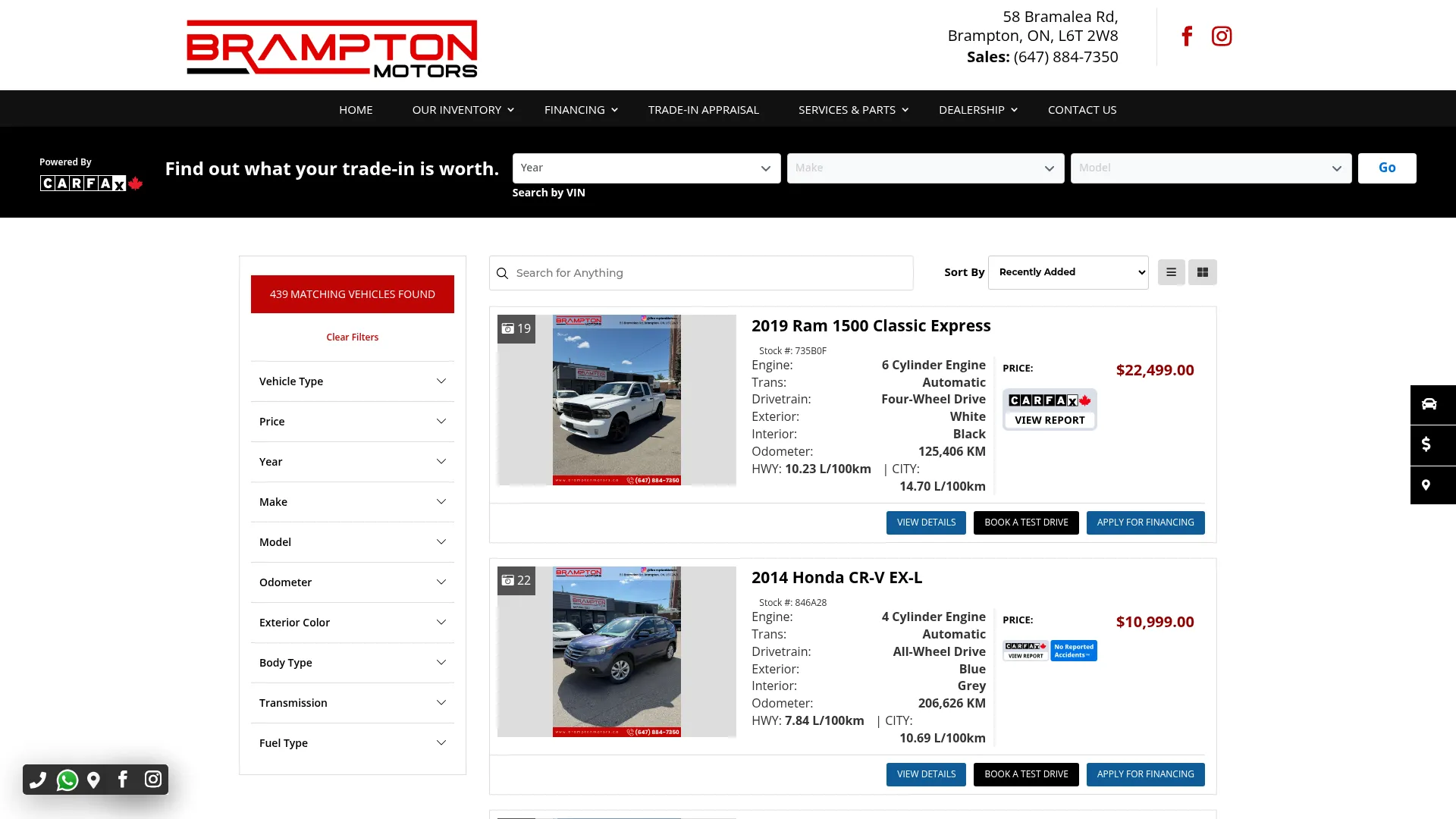 Brampton Motors website