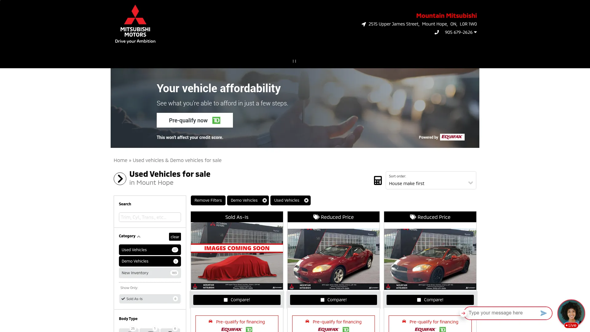 Mountain Mitsubishi website