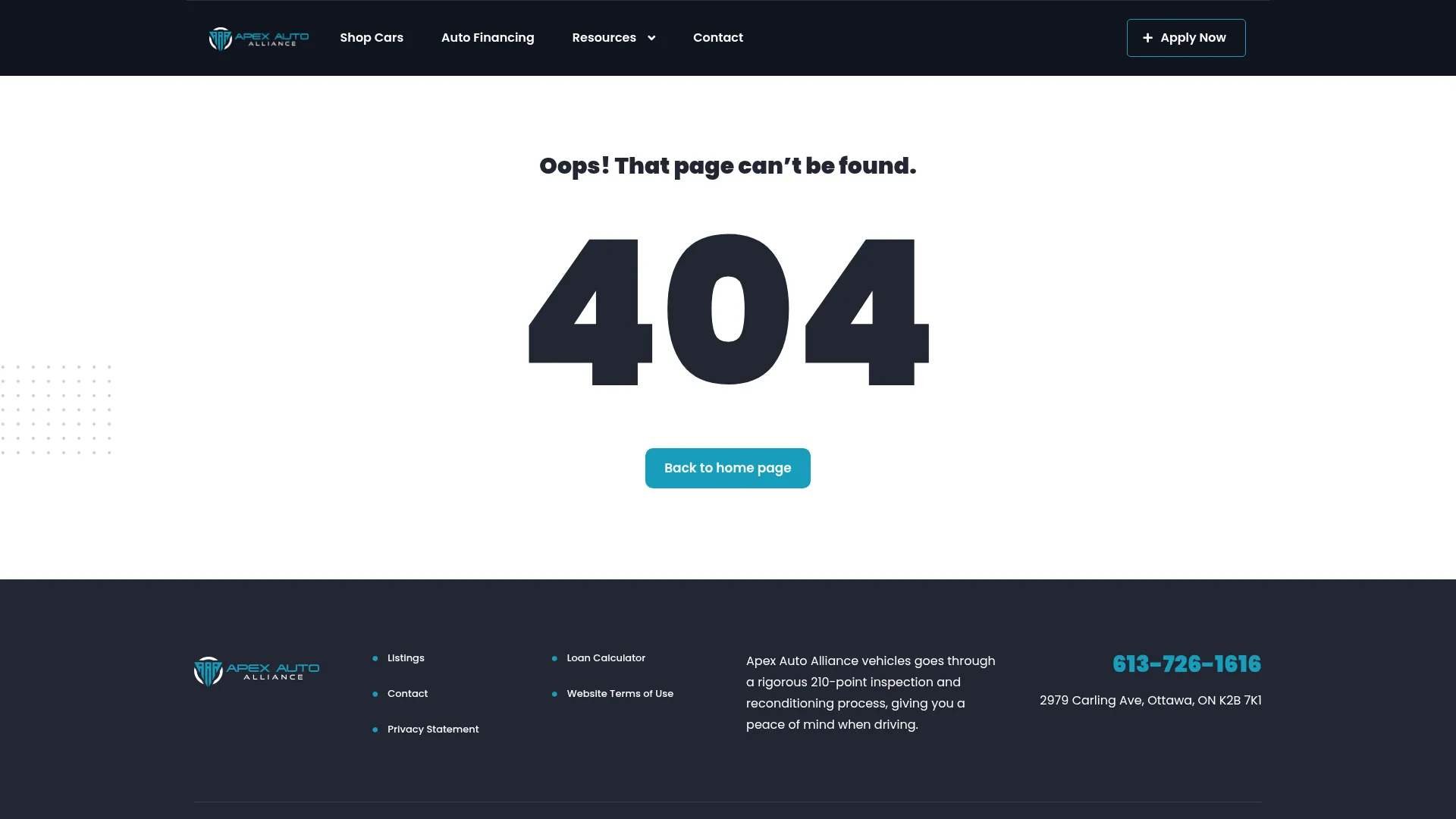 Apex Auto Alliance website