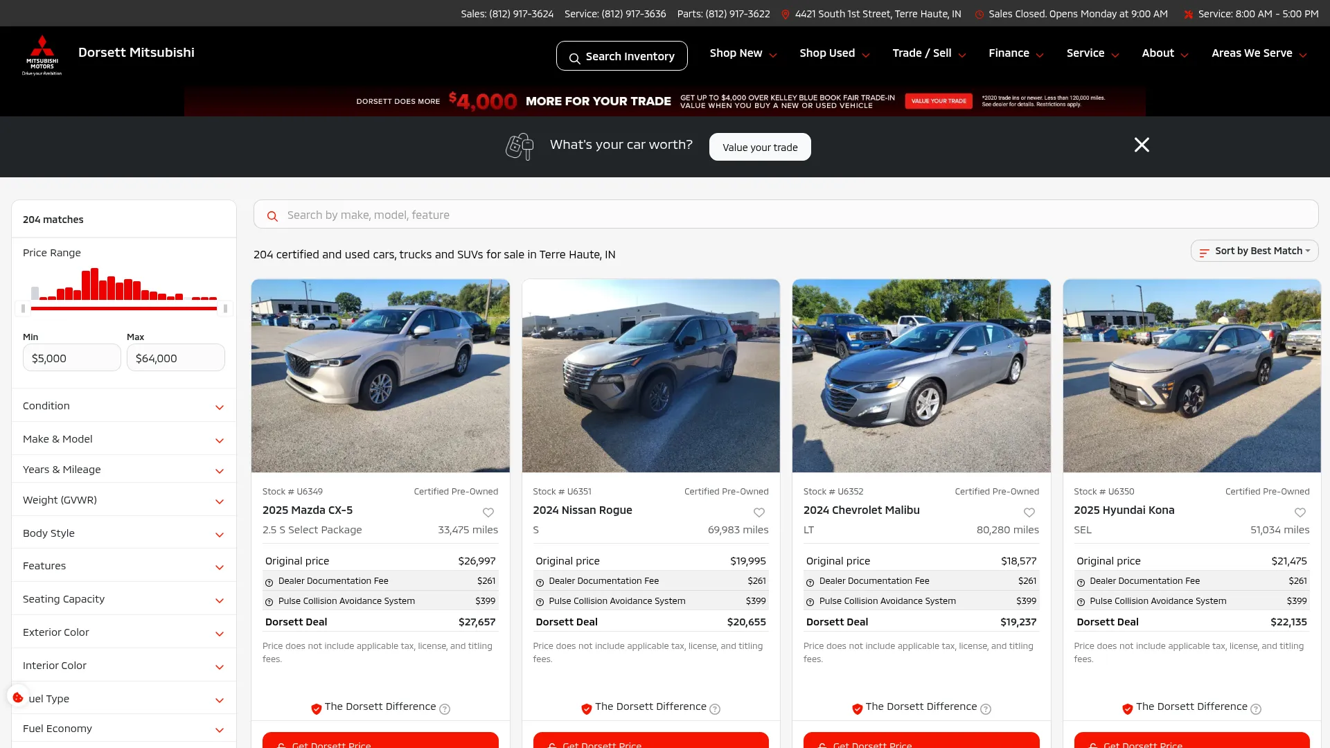 Dorsett Mitsubishi website