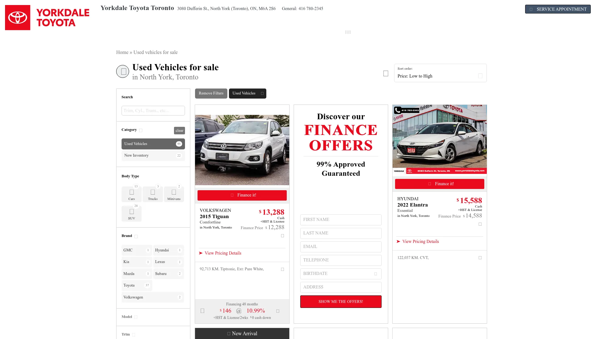 Yorkdale Toyota Toronto website