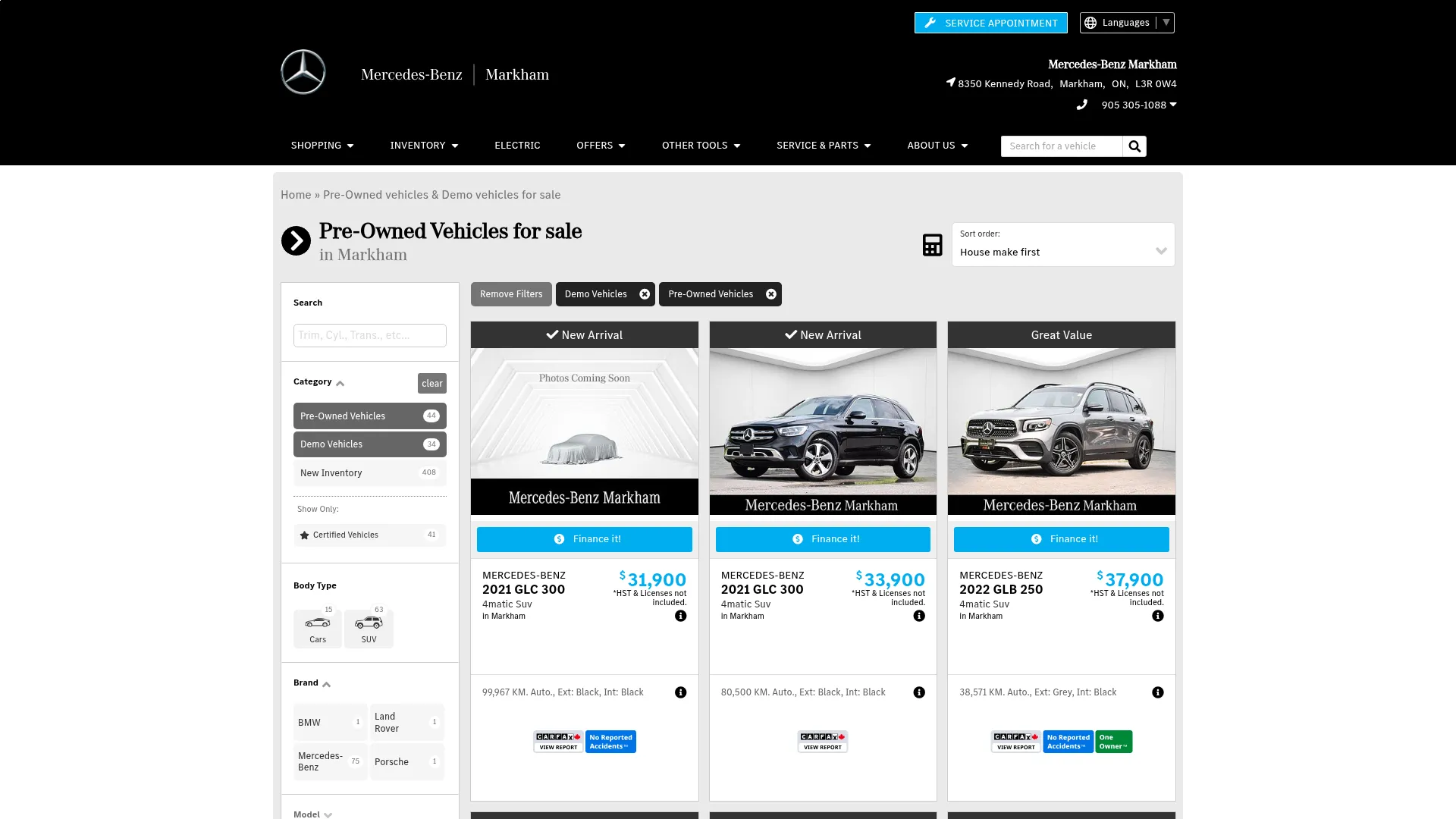 Mercedes-Benz Markham website
